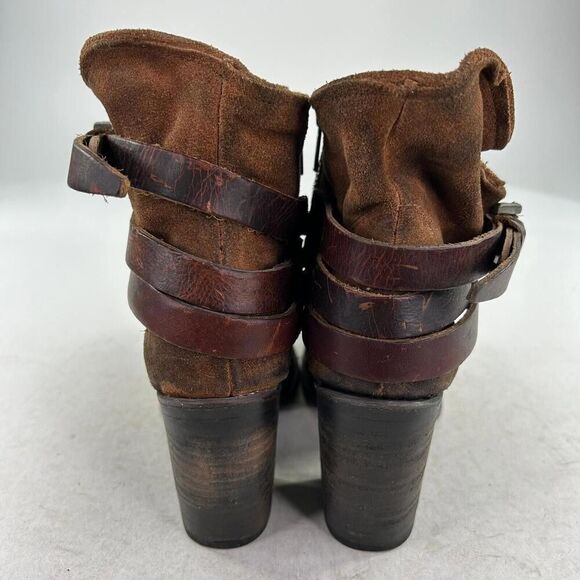 FREEBIRD BY STEVEN Blaze Womens Bootie US 7 Brown Suede Strappy Rugged Boho Boot - Picture 6 of 10